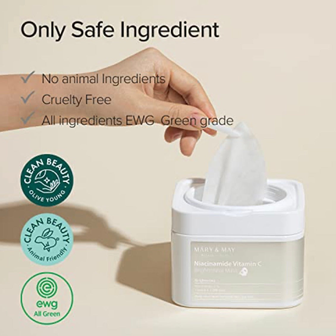 Mascarilla iluminadora con niacinamida y vitamina C de Mary&May, 30 unidades