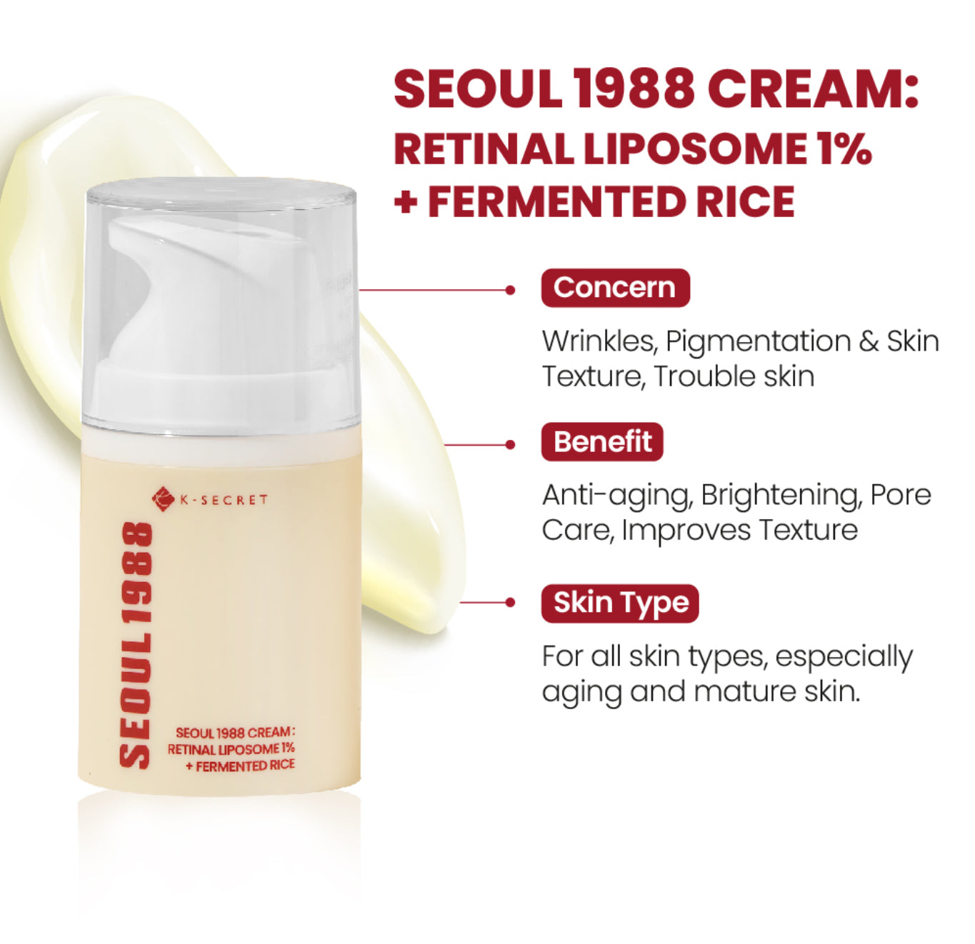 SEOUL 1988 CREAM : RETINAL LIPOSOME 1% + FERMENTED RICE