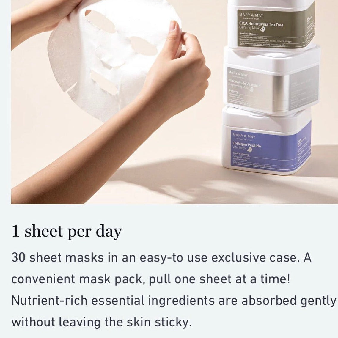 Mascarilla iluminadora con niacinamida y vitamina C de Mary&May, 30 unidades