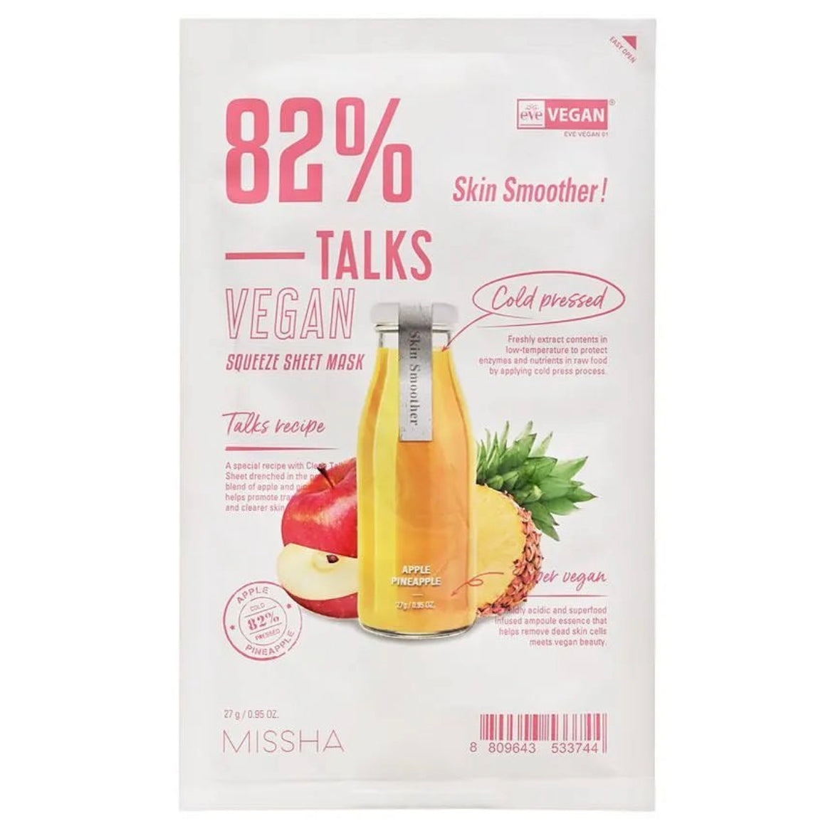MISSHA - Talks Vegan Squeeze Sheet Mask -Skin Smoother