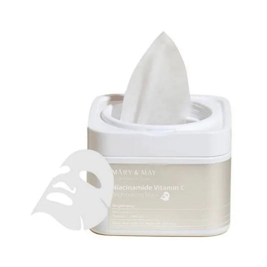 Mascarilla iluminadora con niacinamida y vitamina C de Mary&amp;May, 30 unidades